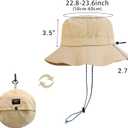 PFFY Quick Dry Waterproof Packable Bucket Hat for Women Men Outdoor Sun Hats with Detachable Chin Strap (Black)