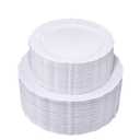 U-QE 36PCS White Disposable Plates - Premium Hard Plastic Plates for Wedding and Party Use