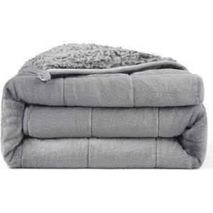 Ultra-Soft Weighted Blanket 15lbs for Adults, Plush Sherpa Fleece Reversible Weighted Throw Comfort for Relaxation & Cozy Evenings, Hug-Like Security, Evenly Distributed, W60 x L80, Grey