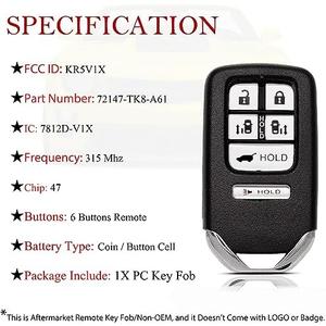 MechanMagic Key Fob Remote Replacement Fits for Honda Odyssey 2014 2015 2016 2017 KR5V1X Keyless Entry Remote Control 72147-TK8-A61 7812D-V1X 6 Button 47chip