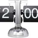 Vintage Flip Clock - Retro Digital Desk Clock With Auto Flip Mechanism, Battery Powered Internal Gear Operation for Home Office Decor (Black)