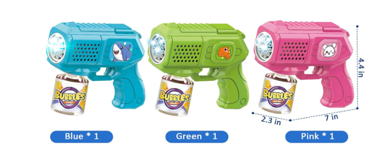 Bubble Guns with Bubble Solution- 3 Pack, Bubbles Gun, Blaster, Blower, Maker, Machine for Boys Girls, Birthday Gifts for Ages 3 4 5 6 7 8 Year Old Kid, Outdoor Toys for Toddlers, Party, Wedding (Blue+green+yellow)