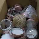 Nitial 50 Pack 5 oz Plastic Jars with Lids Bulk Yogurt Containers with Lids Gift Jars with DIY Craft Twine and Labels Gifts for Birthday Wedding Halloween Christmas Party Favor(Rose Gold,Aluminum Lid) (Rose Gold)