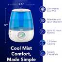Vicks Filter-Free Ultrasonic Humidifier, Recommended by Pediatricians, 1.2 Gal Ultrasonic Cool Mist Humidifiers for Bedrooms & Kids Rooms, Works with Vicks VapoPads