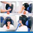 SARISUN Travel Pillow, Upgrade Airplane Pillow for Long Flight, 360° Support Headrest, Travel Neck Pillow Eye Masks for Sleep, Compact Airplane Travel Essentials, Stop Bobblehead, Mottled Blue