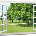 wall26 Canvas Print Wall Art Window View to Path in The Green Forest Nature Wilderness Photography Realism Rustic Landscape Colorful Multicolor Ultra for Living Room, Bedroom, Office - 12"x18", Green Trees 