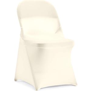 Peomeise Stretch Spandex Folding Chair Cover for Wedding Party Dining Banquet Event (Ivory, 6pcs)