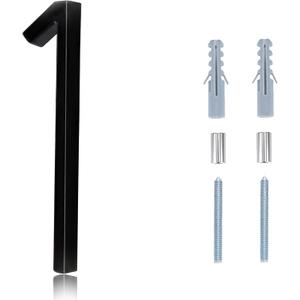 Black House Numbers - 5 Inch Modern Floating Address Numbers For Houses Rust Proof Zinc Alloy Easy To Install High Gloss Black Number 1