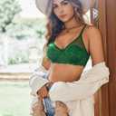 Avidlove Bralettes for Women Underwire Lace Floral Crossover Bra T-Shirt Everyday Bra Lingerie (Green, S)