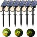 800 Lumens Solar Powered Spot Lights Outdoor - Adjustable Solar Flood Lights with 30 LEDs, 3 Modes, IP65 Waterproof, Solar Light for Landscape, Yard, Garden, Driveway, Tree, Wall(Warm White, 6-Pack)