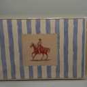 Large Framed Western Cowboy Wall Art for Living Room, Vintage Farmhouse Horse Canvas Prints Paintings, Blue Striped Country Picture Artwork Decor for Bedroom Entryway 36x24 Inch, 36W" x 24H"
