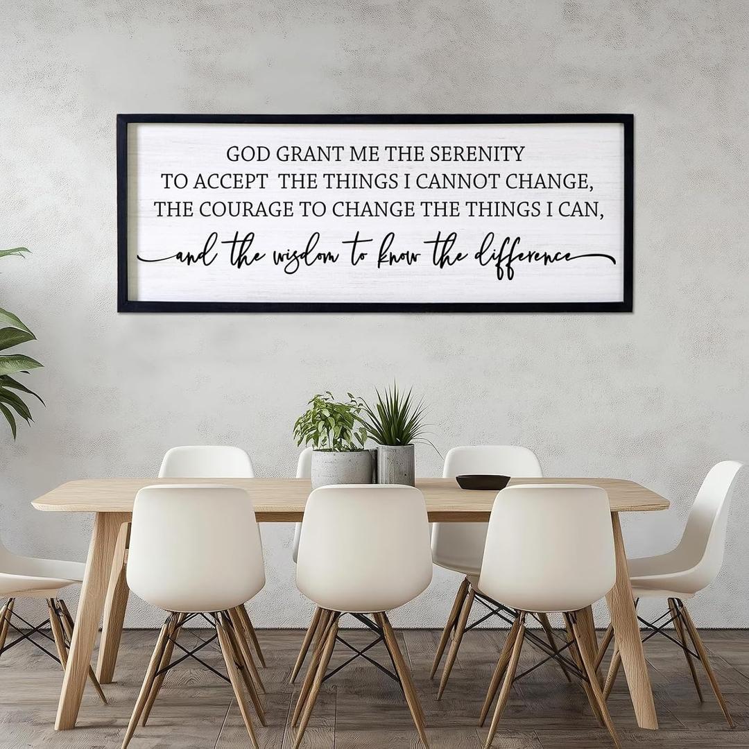 Serenity Prayer Rustic Bible Verse Framed Wall Art, 40''15'' Positive Religious Christian Saying Sign for God Jesus Christ Prayer, Vintage Horizontal Holy Inspirational Catholic Scripture Decor