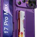 Vihibii for iPhone 17 Pro Max Case Wallet with Card Holder (4 Cards) [RFID Blocking] & Slide Camera Cover, Military Grade Drop Protection, Hard Back & Silicone Edge Phone Case 6.9" 2025, Dark Purple