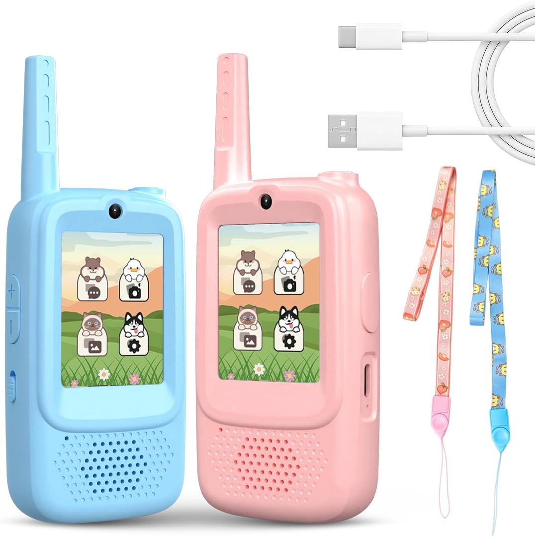 Curio Cub Video Walkie Talkies for Kids 3-12 Rechargeable Long Range 2-Way Radios with Camera & Voice Changer, Photo Sharing, Outdoor Toys for Boys Girls Gifts