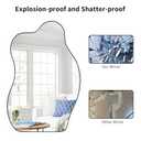 Koonmi 24" x 36" Irregular Wall Mirror, Asymmetrical Mirror Wood Frame Bathroom Mirror, Cloud Wavy Wall Mirror for Bedroom Entryway Living Room, Glass, Horizontal or Vertical