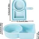 Silicone Reusable Snack Lunch Containers Storage with Lid, Double Compartment Snackle Salad Dressing Sauce Box Containers Pack Small Food Fruit Box for Travel Office Picnic School (Blue)
