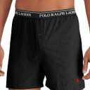 POLO RALPH LAUREN Men's Classic Fit Cotton Knit Boxers, 3-Pack (Black, L)