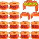 15 Pack Trimmer Spool Line for Worx,(WA0010)Replacement Weed Wacker String for Worx Weed Eater,Trimmer Line Refills 0.065'' for Worx,Suitable for Worx String Trimmers(12 Trimmer Spools,3 Trimmer Caps)