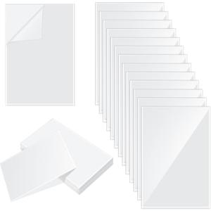 Gueevin 100 Pcs 4 x 6 Inch Self Adhesive Display Pockets Peel and Stick Clear Paper Sleeves Wall and Door Communication Clear Adhesive Sheet Protector Letter Size Plastic Sheet Protectors