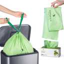 SUPERBIO 4 Gallon Compostable Drawstring Food Scrap Bags,15.1 Liter, 40 Count, 0.9 Mil,Heavy Duty Waste Bags, BPI, Seedling and OK compost INDUSTRIAL