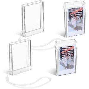 4 Set Mini Photo Holder Storage Case Compatible with Fujifilm Instax Mini 12/11/90/40/9/8/7/7+/evo 3 Inch Instant Camera Picture Case Holder Box with Wrist Lanyard Camera Accessory