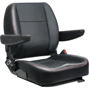 Universal Forklift Seat, Fold Down Tractor Seat with Adjustment Armrest, Safety Belt and Operator Position Switch, Excavator Skid Loader Backhoe Dozer Telehandler