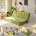 MAXYOYO 8" Foldable Floor Sofa Bed, Tufted Foldable Couch Bed Thick Folding Mattress with Handles, Versatile Folding Sofa Couch for Floor Sleeping, Living Room & Guest Room, Green, Full