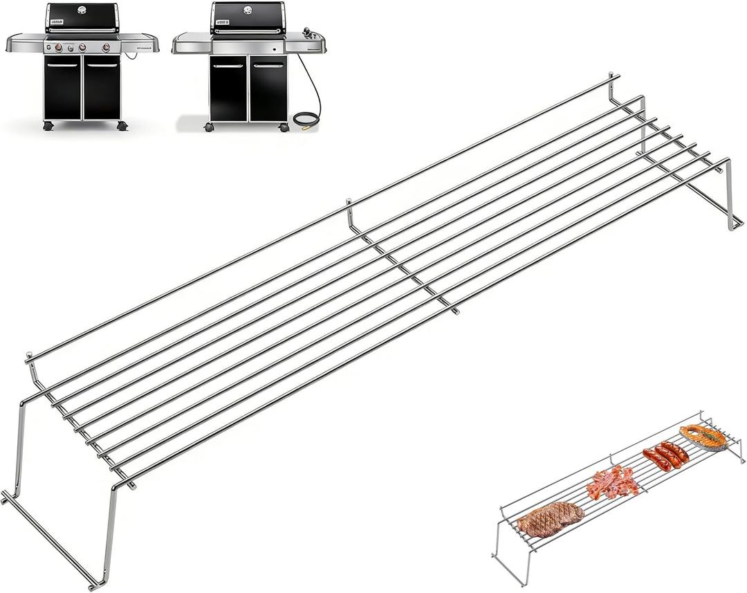 DcYourHome 65054 Warming Rack for Weber Genesis 300 Series (2007-2016), for Weber Genesis E310 E330 E320 S310 S330 S320 EP-330 EP-320 Grill Parts, Stainless Steel Warming Rack for Weber 81323 62749