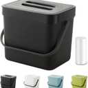 MONGTINGLU Countertop Compost Bin Kitchen, 1.8 Gallons Hanging Trash Can with Lid for Kitchen Cabinet Door, Under Sink, Wall Mounted Waste Bin for Bathroom, 7L(Black)