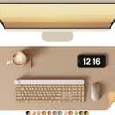 YSAGi Double-Sided Desk Pad, Leather Desk Mat, Eco Cork Desk Pad Protector, Large Mouse Pad for Desk, Waterproof Desk Blotter Pad, Writing Pad for Office/Home(23.6"x13.7",Apricot)