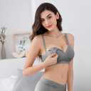 Vinfact 3 Pack Nursing Bras for Breastfeeding Seamless V Neck Maternity Bra Women Pregnancy Breastfeeding Bra (Gray, XL)