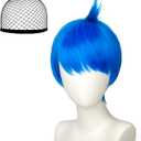 Women's Short Straight Blue WigVibrant Elf cut for Adults Halloween Costume Emotion Anime Cosplay