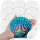 18PCS White Large Scallop Purely Natural Seashells 4-5in and Medium Shells 2-3in for Crafting, Scallop Shells Bulk for Beach Wedding Decorations, Ocean Seashell Party Decorations, Cooking or Painting