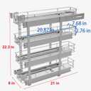 Sikarou 4-Tier 8" W x 21" D Narrow Pull Out Cabinet Organizer, Roll out Spice Rack Holder Shelve, Slide Out Slim Storage Wire Baskets for Storage Organization