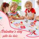 24 Sets Valentines Day Gifts for Kids,Valentines Cards with Watercolor Paint Bulk and keychain,School Classroom Exchange Gifts for Party Favors