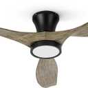 TALOYA 52 inch Ceiling Fans with Lights Remote Control, Modern Low Profile Ceiling Fan with Quiet Reversible DC Motor for Bedroom Living Room and Patio Black Walnut Finish