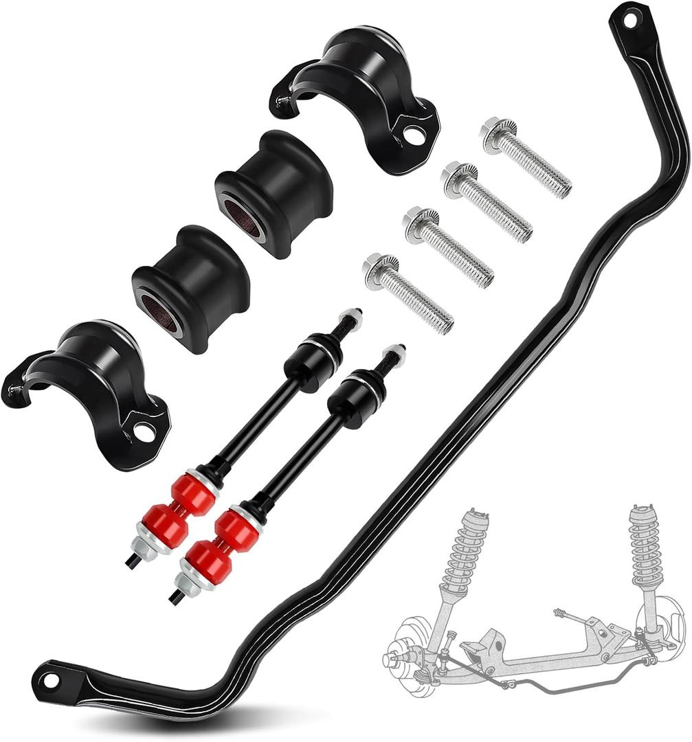 55398938AC Front Suspension Stabilizer Bar & K80894 Front Sway Bar Link Kit with Bushing Kit Fit For 2009-2010 Dodge Ram 1500,2011-2018 Ram 1500,2019-2022 Ram 1500 Classic 4WD # 55398938AB