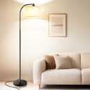 Floor Lamp for Living Room, Tall Standing Lamps Dimmable, Modern Floor Light with LED Bulb, 3 Color Temperatures, Fabric Shades, Black Floor Lamps for Bedroom Dining Room Office Corner