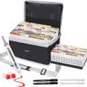 Banral 262 Colors Dual Tip Alcohol Based Markers, Twin Sketch Art Marker Set for Artists Adult Coloring Drawing Sketching Card Making Illustration, Premium Brush Pens with Case