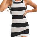 Womens Summer Ribbed Knit Tank Dress Sleeveless Casual Bodycon Mini Dress (S)