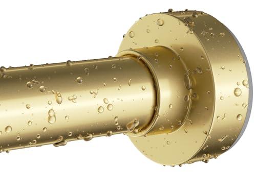 Emlaoe Gold Shower Curtain Rod 34-82 Inches(2.8-6.8ft) Never Rust Adjustable Shower Rod Spring Tension Non Slip No Drilling Shower Rods for Bathroom Garland Window