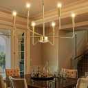 LED Chandelier for Dining Room Gold Metal Pendant Chandeliers Light Fixtures for Bedroom Entryway Living Room Ceiling Hanging Lights 6-Light