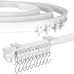 Trimmable Ceiling Curtain Track Ceiling Mount 16ft, Flexible Curtain Rail Track, White Ceiling Track for Curtains