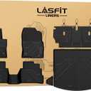 LASFIT Floor Mats & Backrest Mats & Trunk Mat for Mazda CX5 2017-2025 All Weather TPE Custom Fit Floor Liners Car Mats Accessories, Include 1st & 2nd Row & Seatback & Cargo Mats, Black