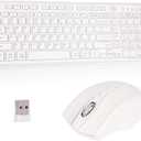 Wireless Keyboard and Mouse Set, 2.4G USB Silent Ultra-Thin Compact Full-Size Keyboard, Compatible with PC, Windows, Mac, MacBook (White)