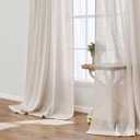 MIULEE Natural Linen Curtains 84 Inches Long 2 Panels, Pleated Tape Back Tab Soft Thick Linen Textured Window Drapes Pleat with Hooks Bedroom Living Room Light Filtering Neutral Farmhouse Cream Ivory