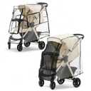 Large Stroller Sunshade & Rain Cover-Protect Your Baby Stroller from Sun, Rain, Wind, Dust- Built-in Mosquito Netting-Universal Weather Shield for Baby Carriage