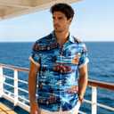 Hawaiian Shirt for Men, Short Sleeve Button Down Shirts Summer Beach Vacation Tropical Guitar Pattern Casual Tops (M)