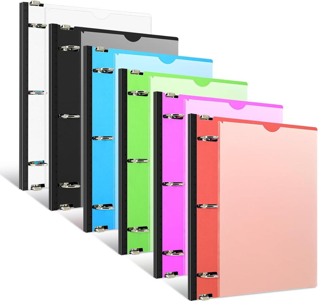 INFUN 1 Inch Telescoping 3 Ring Binder - 6PCS, Flexible Round Binder with Customizable Front Cover and Clear Catalog Pocket, 1Inch Rings, 225 Sheet Capacity