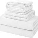 Soft Bath Towel Set of 4, Extra Large Microfiber Towels 35x70 in, Bath Towel Hand Towel Hair Towel Washcloths Set, Quick Dry, Highly Absorbent, for Bathroom Shower Pool Hotel Beach (White, 4 Piece)